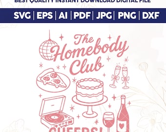 Homebody Club Png, Girl Social Club Png, Cocktail Club Png, Coquette Aesthetic Png, Retro Disco Ball Png, VSCO, Margarita Png, Girlhood Png