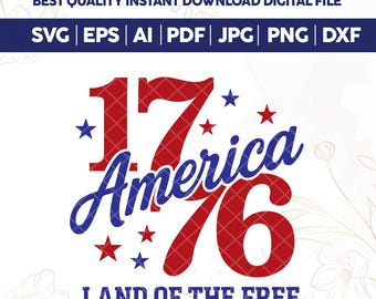 1776 America Land of the Free Sublimation Design,America Png,4th of July PNG,Patriotic Digital,USA Vintage Download,Independence Day Shirt