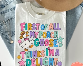 Funny Porch Goose Shirt, Comfort Colors® Goose Mama Tee, Colorful Goose Lover Shirt, Vintage Retro Goose Graphic Tee