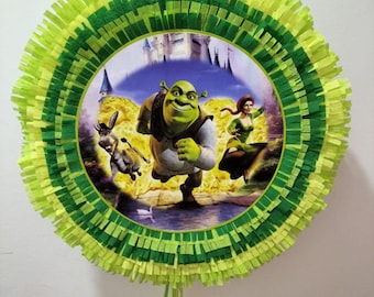 Piñata de fiesta de cumpleaños Shrek tira de la Cuerda