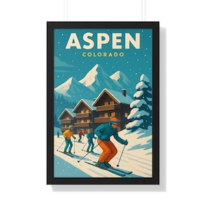 Aspen Colorado Skiing Poster, Vintage Ski Decor, Wall Art for Winter Sports Lovers, Mountain Home Decor, Perfect for Ski Enthusiasts,