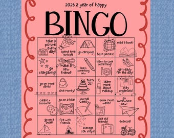 2026 BINGO CARD -8.5x11- Vision Board Bingo Card - Printable or Editable Canva Template