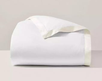 Ralph Lauren RL 624 100% Organic Cotton Sateen Border FULL/QUEEN Duvet Cover Parchment