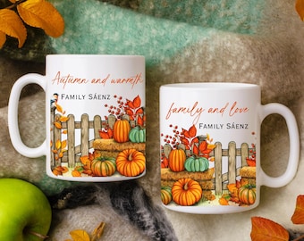 Personalized Autumn Coffee Cup, Autumn Harvest Ceramic Mug, Cozy Coffee Cup, Fall Decor, Thanksgiving Gift, Pumpkin Spice Mug, fall mug