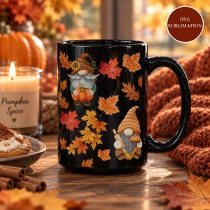 Autumn Gnome Mug, Fall Coffee Mug, Pumpkin Gnome Cup, Thanksgiving Mug, Fall Leaves Mug, Cozy Autumn Gift, Pumpkin Spice Coffee Cup
