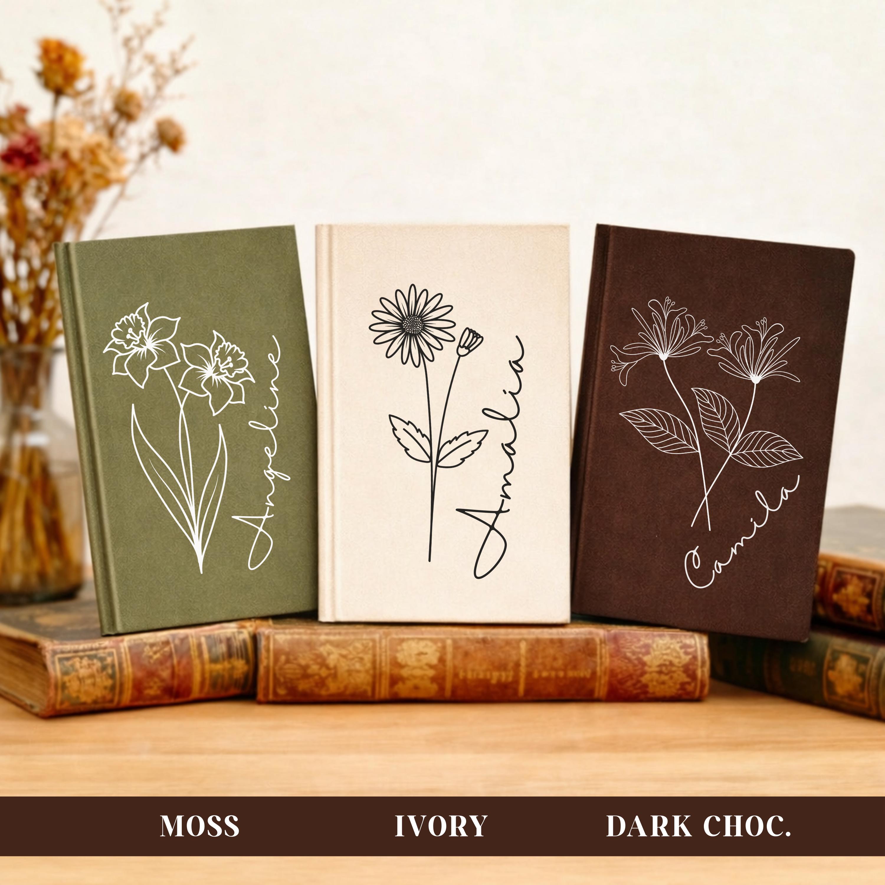 Personalized Birth Flower Journal for Women, Custom Floral Notebook ...