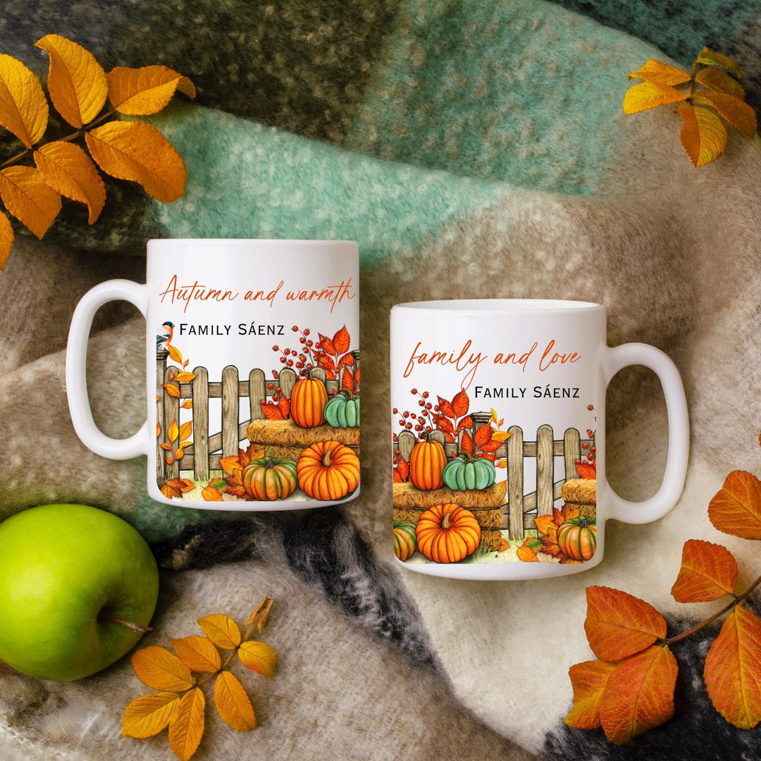 Fall Cup Designa Personalized Autumn Coffee Cup, Autumn Harvest Ceramic Mug, Cozy Coffee ...