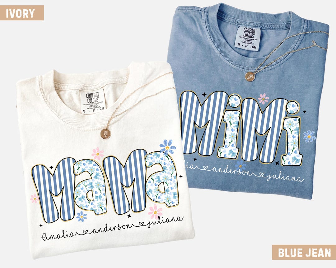 Mama Color:blue Custom Comfort Colors Mimi Mama Shirt, New Grandma Shirt, Spring New ...