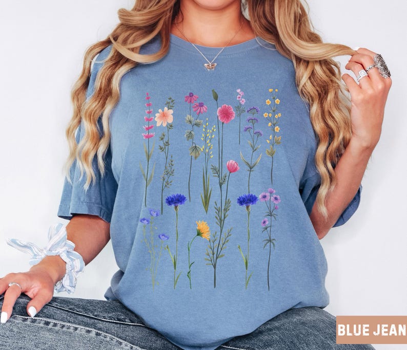 Vintage Wildflower Shirt Comfort Colors®, Botanical Floral Tee ...
