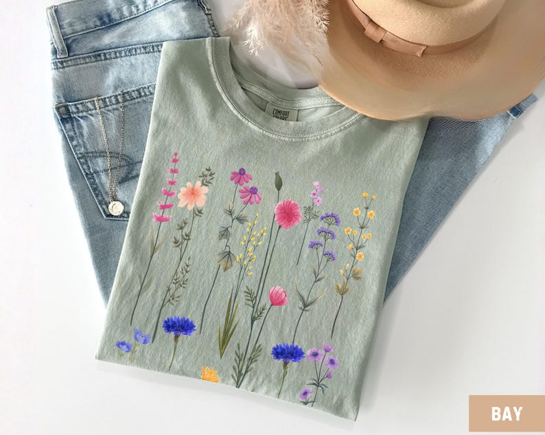 Vintage Wildflower Shirt Comfort Colors®, Botanical Floral Tee ...