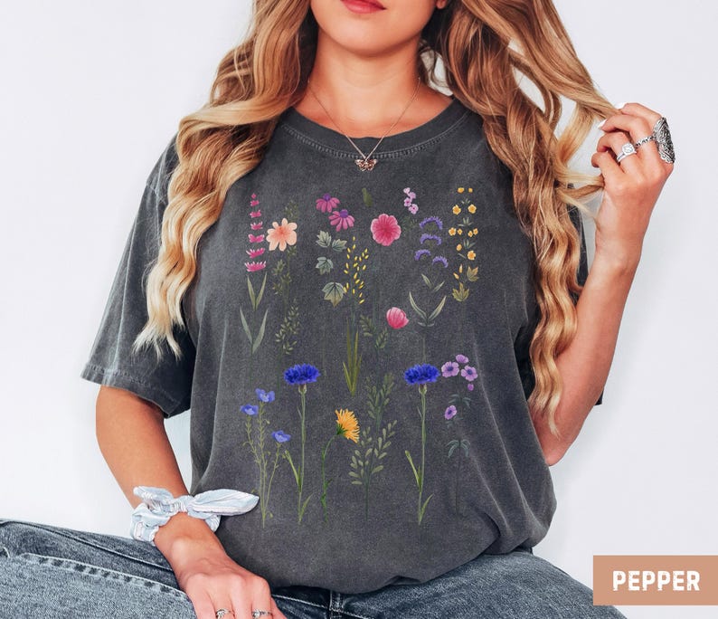Vintage Wildflower Shirt Comfort Colors®, Botanical Floral Tee ...