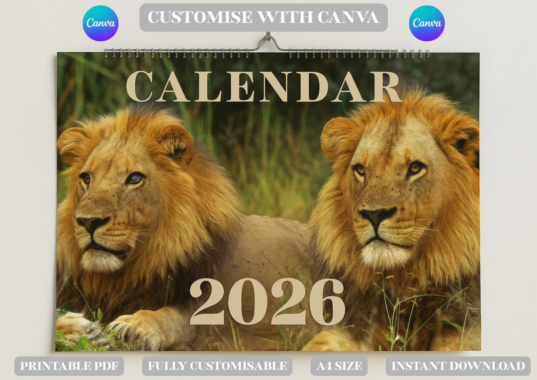 2026 Animal Wall Calendar | Printable Digital Download | Cute Wildlife ...