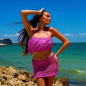 Handmade boho crochet fringe crop top, crochet bikini top