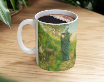 Gandalf & Bilbo Ceramic Coffee Mug – Tolkien Book Lover Gift