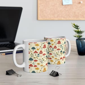 Cartoon Mushroom Mug: Whimsical Cottagecore Ceramic Coffee Cup