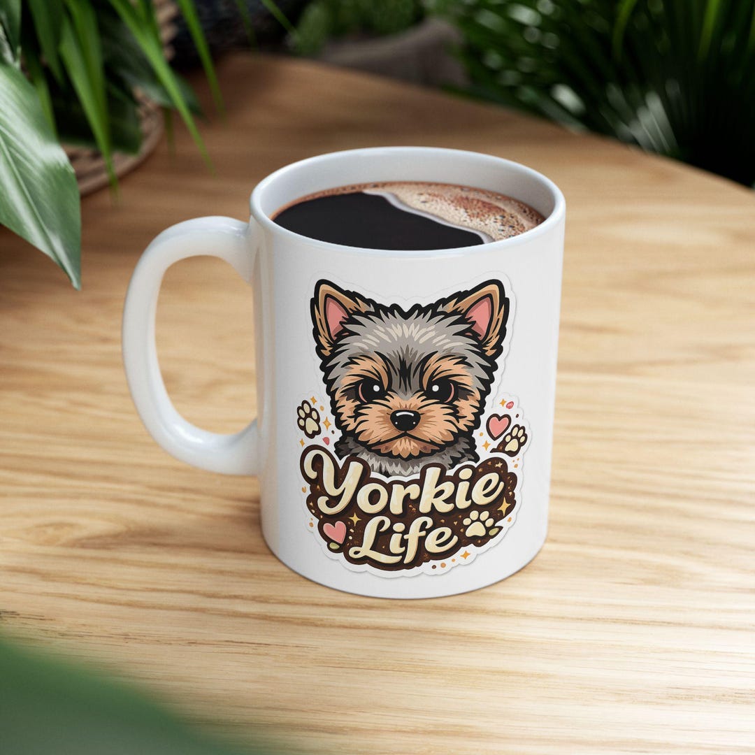 Yorkie Life | Yorkie Mug | Yorkshire Terrier Illustration, Dog Lover ...
