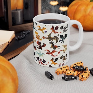 Cartoon Dragon Mug – Cute Fantasy Creature Coffee Cup (11oz/15oz) – Whimsical Ceramic Mug for Dragon Lovers, Kids, & Fantasy Fans