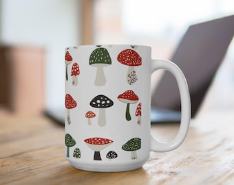 Whimsical Mushroom Mug – Fun Cartoon Fungi Coffee Cup – Nature Lover Gift – Cottagecore Kitchen Decor