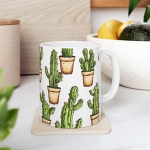 Cartoon Cactus Coffee Mug: Whimsical Plant Lover Gift