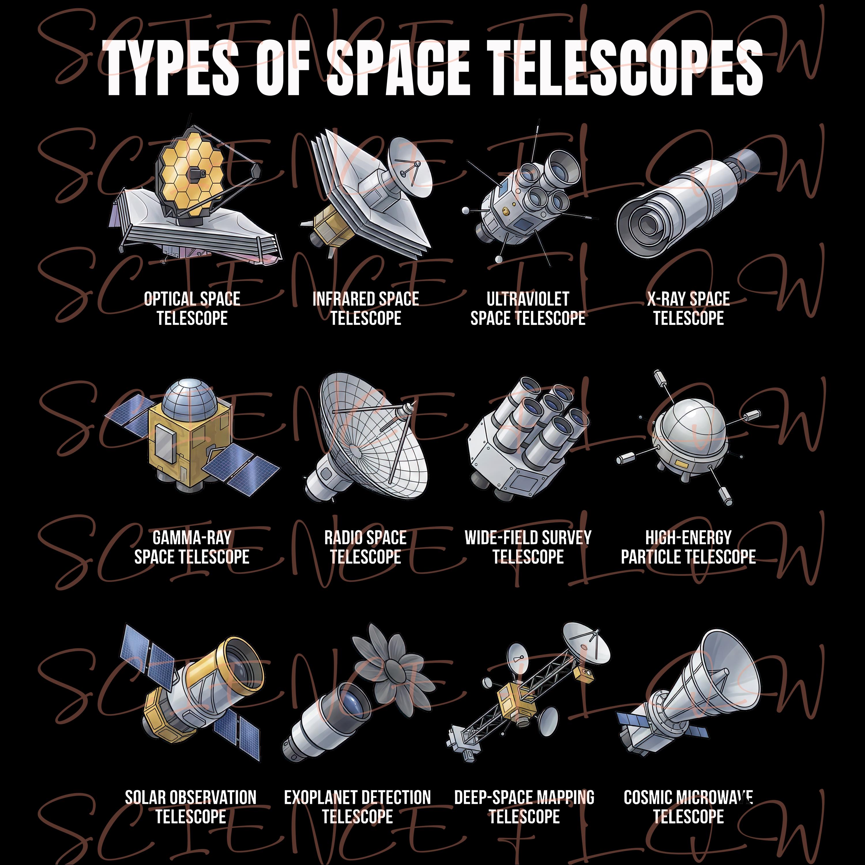 Types of Space Telescopes PNG Design | Transparent Background | Science ...