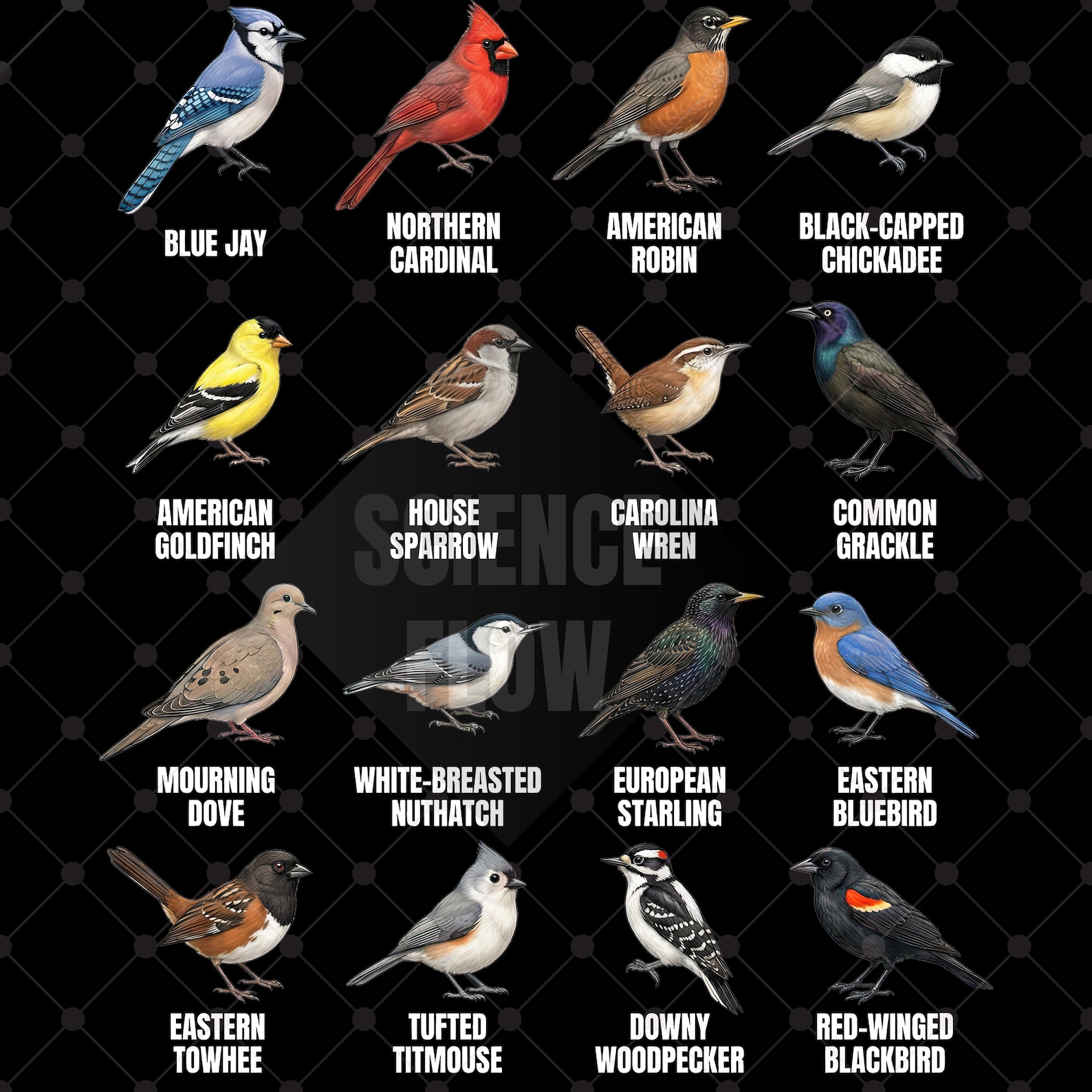 5 Bird Species Educational PNG Designs – Backyard Birds, Songbirds ...