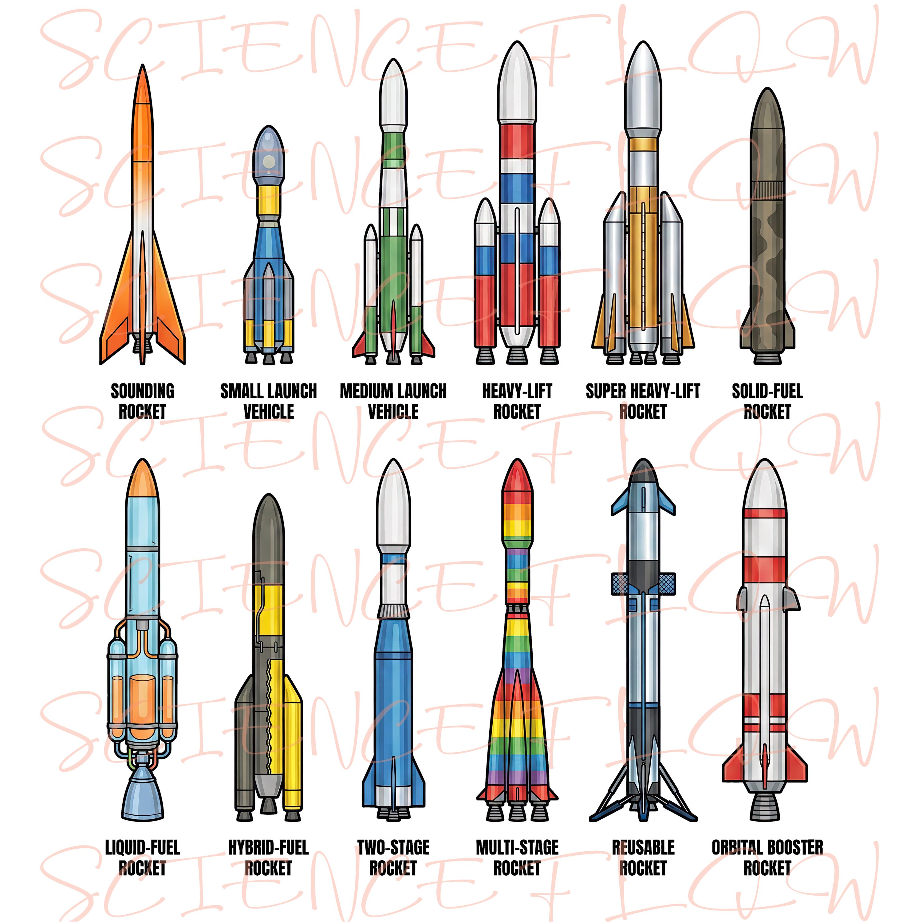 Types of Rockets PNG Design – Transparent Background Educational Space ...