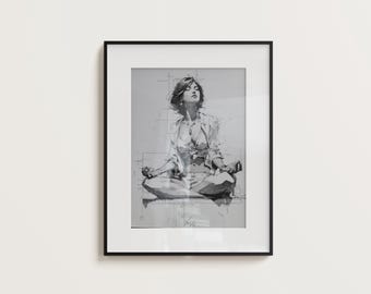 Lotus Pose Yoga Print: Minimalist Line Art, Zen Meditation