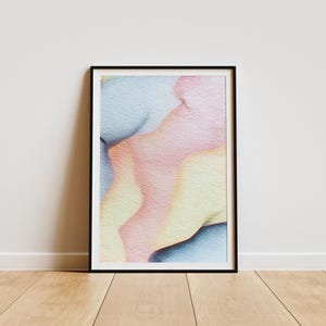 Pastel Watercolor Print, Abstract Minimalist Wall Art, Digital Download Poster