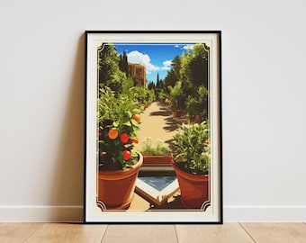 Mediterranean Garden Poster – Digital Download Landscape Wall Art Print