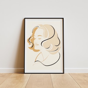 Minimalist Woman Line Art Print: Elegant Female Portrait