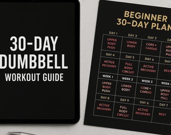 Plan de entrenamiento con mancuernas de 30 días (PDF) / Principiante e intermedio / Programa de fitness integral para el hogar / Descarga digital imprimible