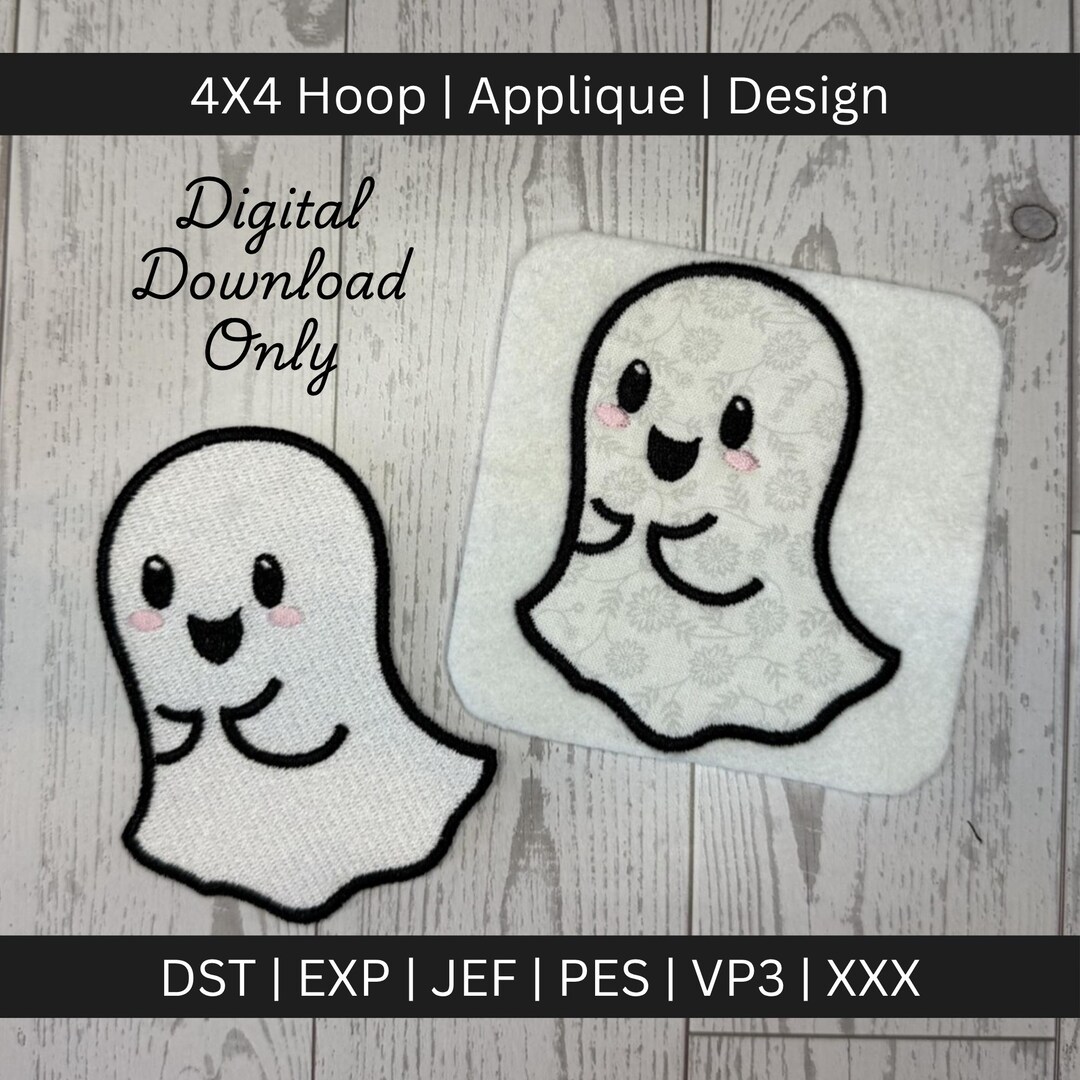Cute Ghost Applique & Patch Embroidery Design - Halloween Machine ...