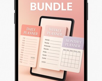 Ultimate Productivity Planner Bundle - SALE 25% OFF | Daily, Weekly, Monthly, Meal, Budget & Wellness Trackers | Printable A4 PDF