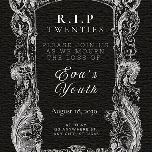 Faire-part d'anniversaire des années 20 RIP, fête des 30 ans