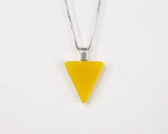 LGBTQ+ Pride Stained Glass Triangle Pendant Necklace, Sterling Silver Chain