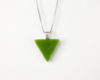 LGBTQ+ Pride Stained Glass Triangle Necklace: Handmade Sterling Silver Pendant