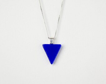 Handmade Stained Glass Triangle Pendant: LGBTQ+ Pride Necklace, Sterling Silver