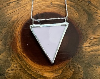 Handmade Stained Glass Triangle Necklace: Purple LGBTQ+ Pride Pendant