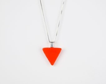 Handmade Stained Glass Triangle Pendant: LGBTQ+ Pride, Sterling Silver Chain