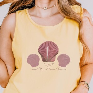 Comfort Colors® Unique Sea Shell and Whale Tank, Gift For Sea Shell Lover, Simple Shell Design, Cute Vacation Tank, Unique Sea Shell Design