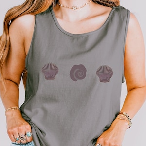 Comfort Colors® Sea Shell Unique Art Tank Top, Gift For Beach Lover, Relaxed Summer Vibe, Perfect for Beach Day, Summer Gift, Sea Shell Tank