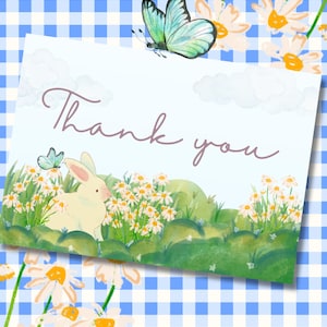 Some Bunny Thank You Card | Cute Bunny Thank You Note | Printable Spring Thank You Card | Digital Download | Bunny and Flowers Stationery