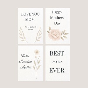 Pacote de Cartões para o Dia das Mães para Imprimir | 12 Cartões para Misturar e Combinar | Mensagens Engraçadas, Sentimentais e em Branco | Capas Florais Elegantes | Download Instantâneo