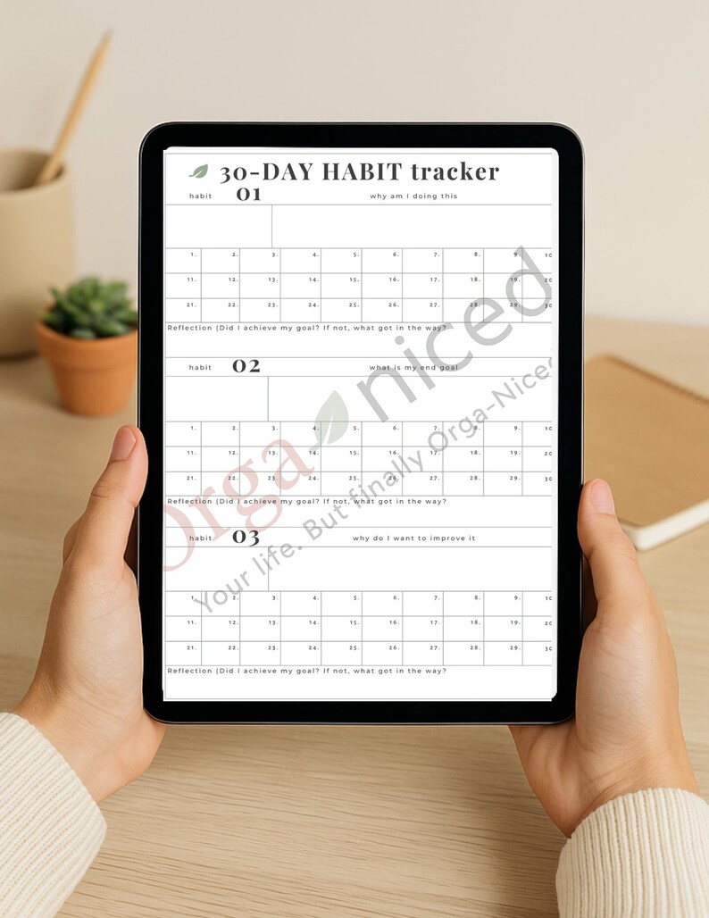 30-day Habit Tracker Printable PDF | Daily & Monthly Habit Log ...