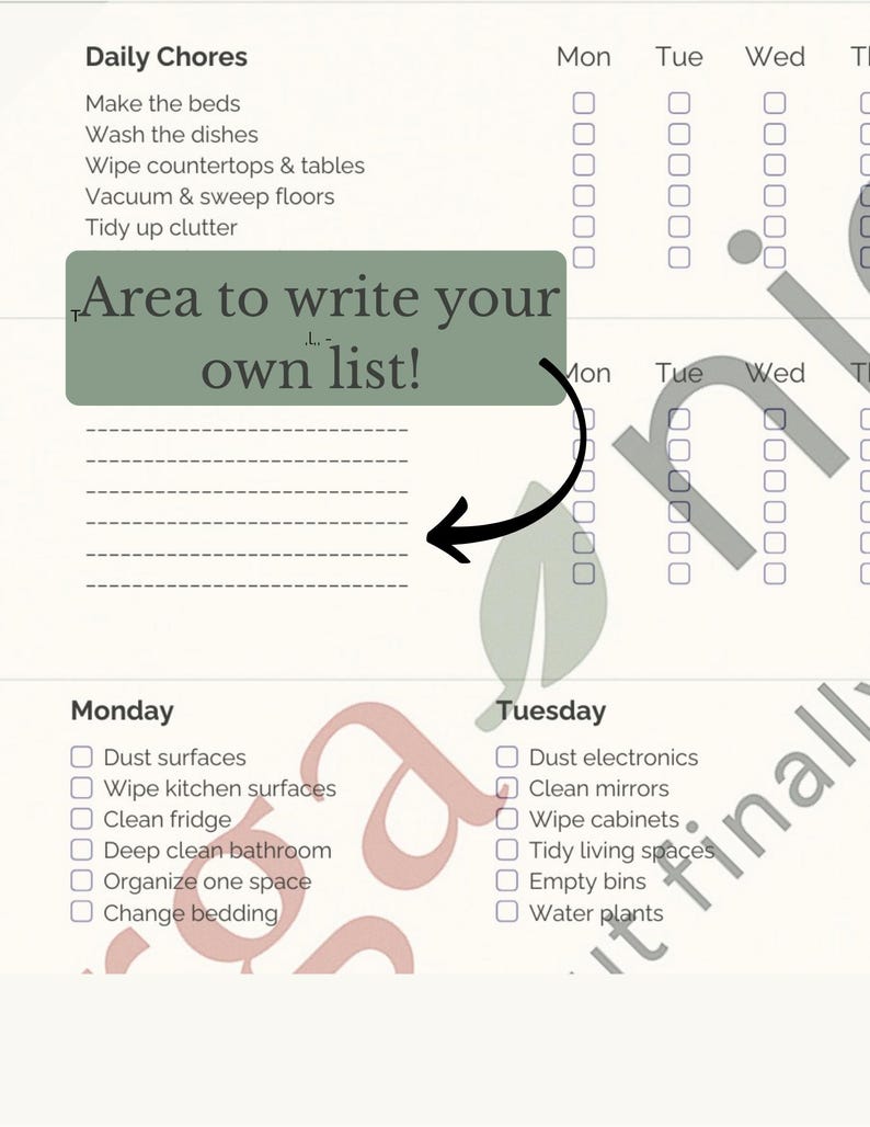 Cleaning Checklist Printable | Weekly & Monthly Chore Tracker ...