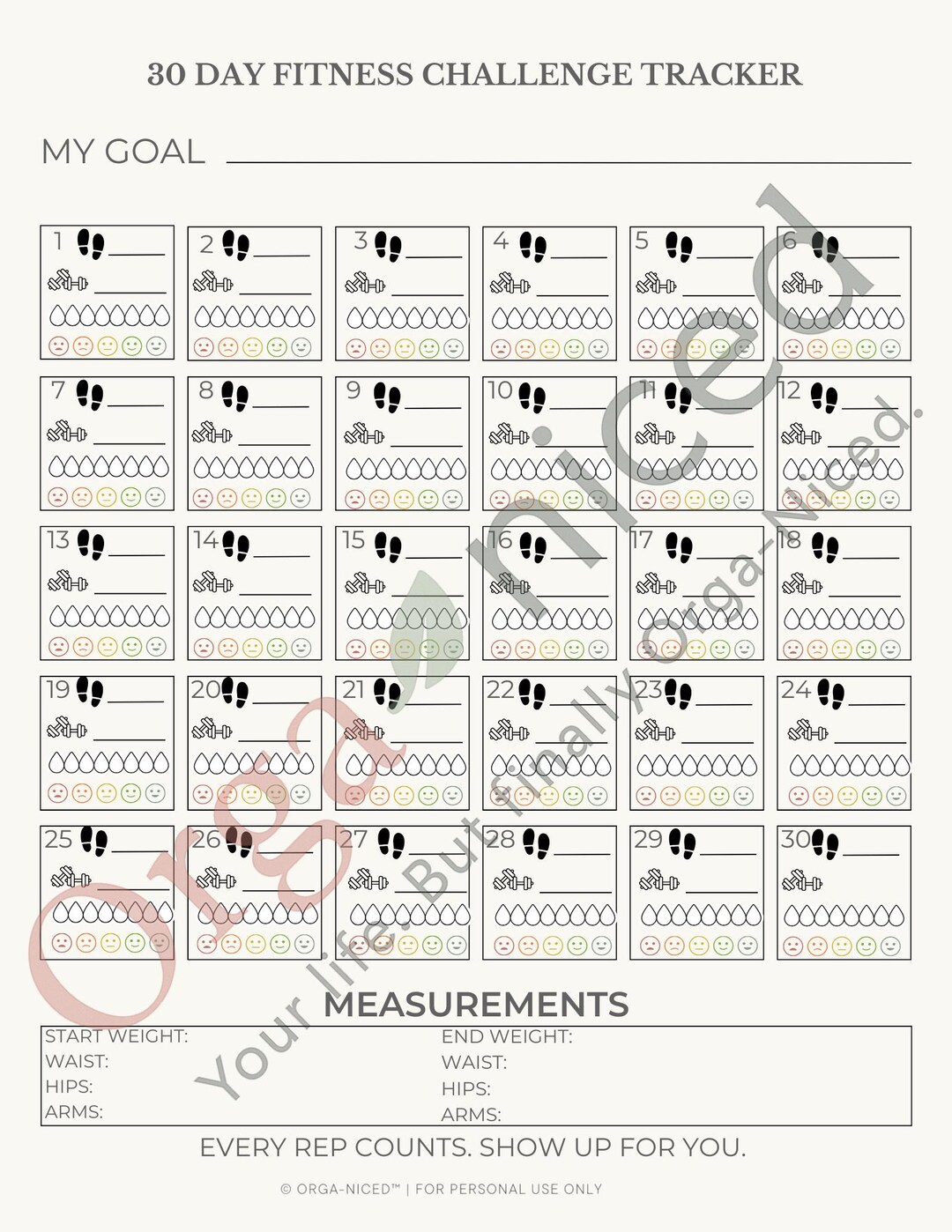 30-day Fitness Challenge Tracker – Printable Workout & Wellness Log ...