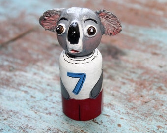 Koala Bear Peg Doll, Hand Painted Art Doll