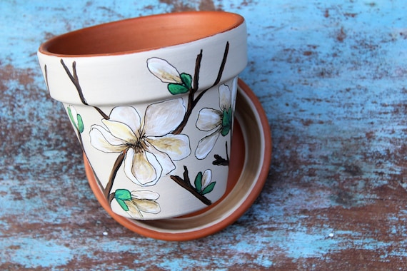 Flowerpot 4 Inch Hand Painted Terracotta Planter With Saucer - Etsy
