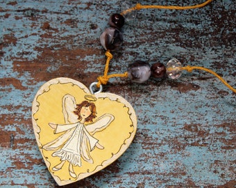 Hand Painted Angel Necklace for Little Girls Christmas Gift