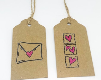 Love Heart Gift Tag; Weddings, Valentines Themed medium gift tag